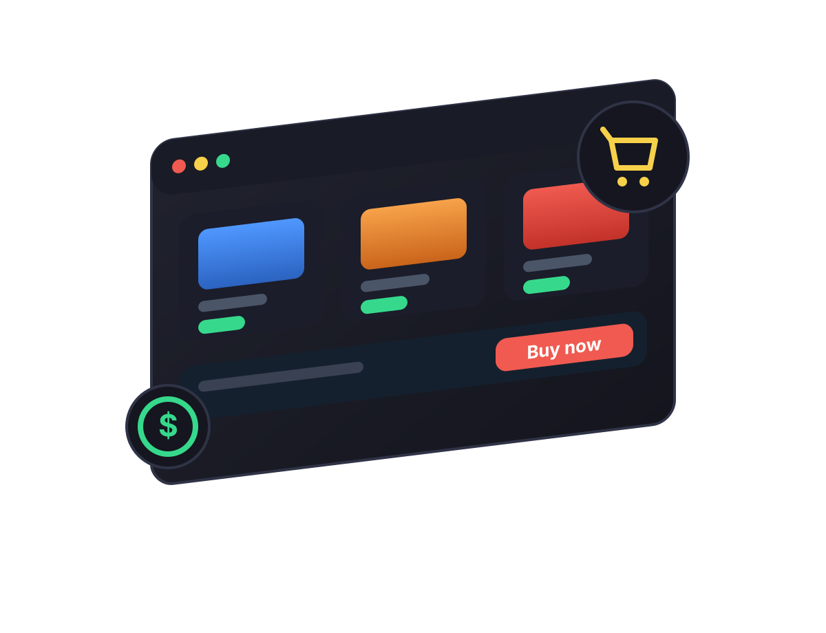 Online store with product cards and checkout